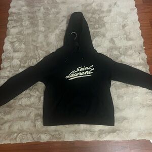 Saint Laurent Black and White Logo Hoodie